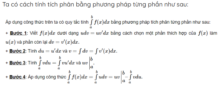 Các bước giải tích phân từng phần