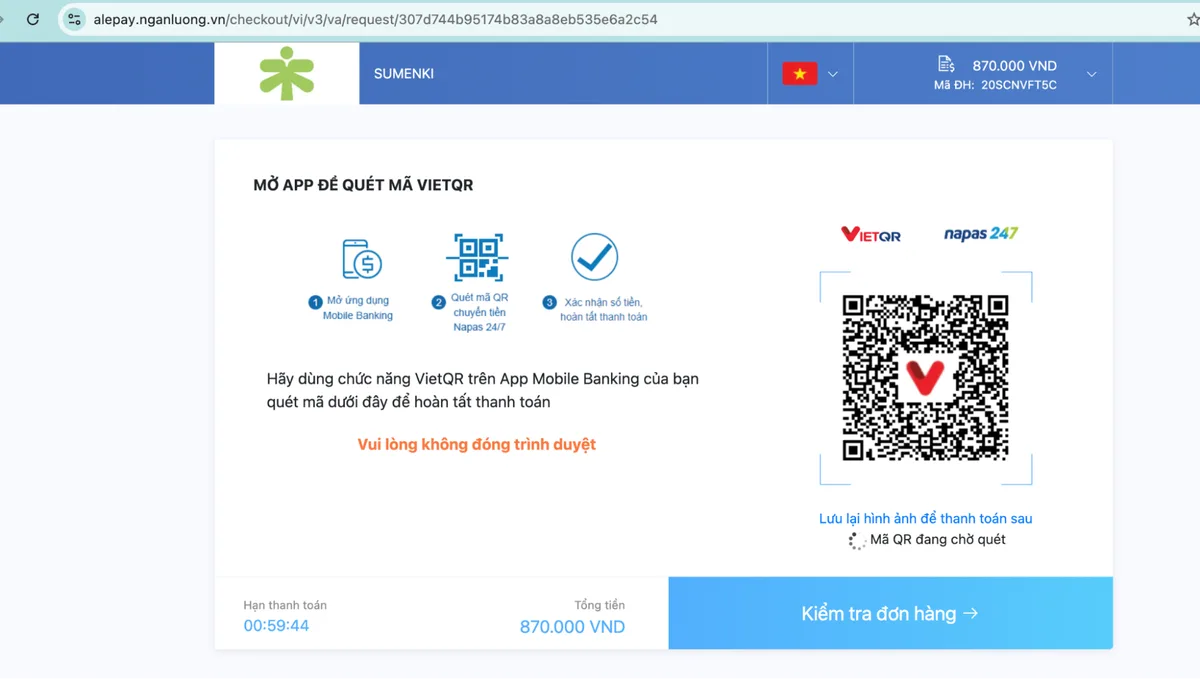 Thanh toán bằng mã VietQR