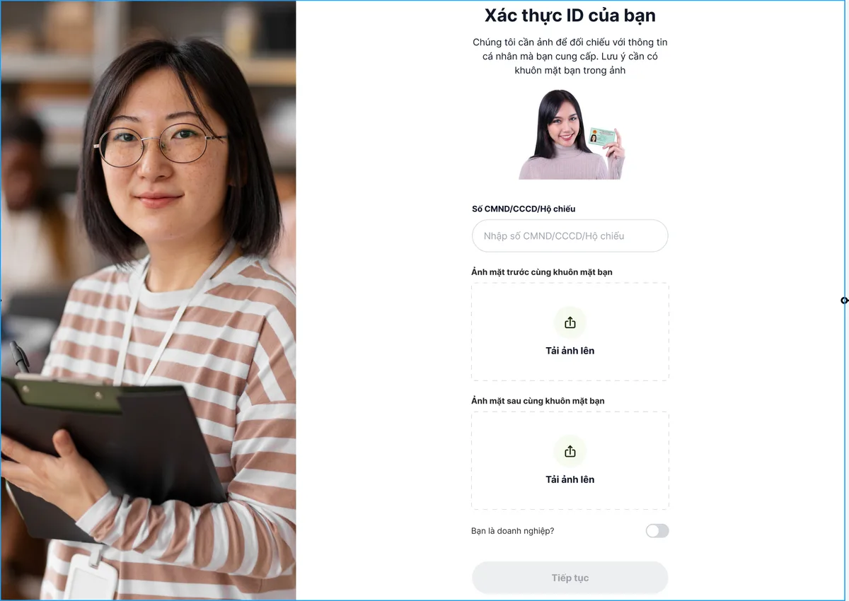 Biểu mẫu xác thực CMND/CCCD của thầy cô