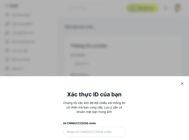 Thông báo yêu cầu xác thực CCCD khi đăng lớp