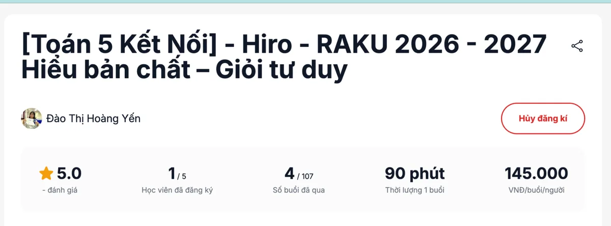 Huỷ đăng ký lớp học